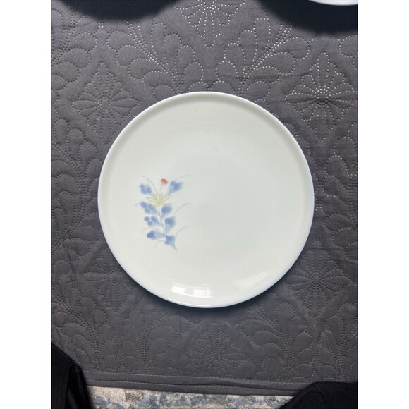 VINTAGE ARITA WARE 5PC PORCELAIN FLORAL BLUE &YELLOW KAZAN KLIN 7.5” PLATE JAPAN - Picture 6 of 8